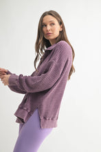 Load image into Gallery viewer, Joelle- Chunky Waffle Mineral Wash Collared Sweater
