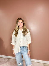 Load image into Gallery viewer, Caroline -Stripe Half Puff Sleeve Shirt Top
