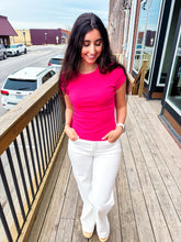 Load image into Gallery viewer, Carrie- Ribbed Crew Neck Short Sleeve Top
