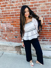 Load image into Gallery viewer, Wren- Babydoll Top with Ric Rac Trim

