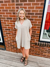 Load image into Gallery viewer, Rosie- Ash Mocha- V-Neck Washed Gauze Dress
