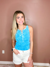 Load image into Gallery viewer, Cori- Washed Ribbed Seamless Button Up Tank

