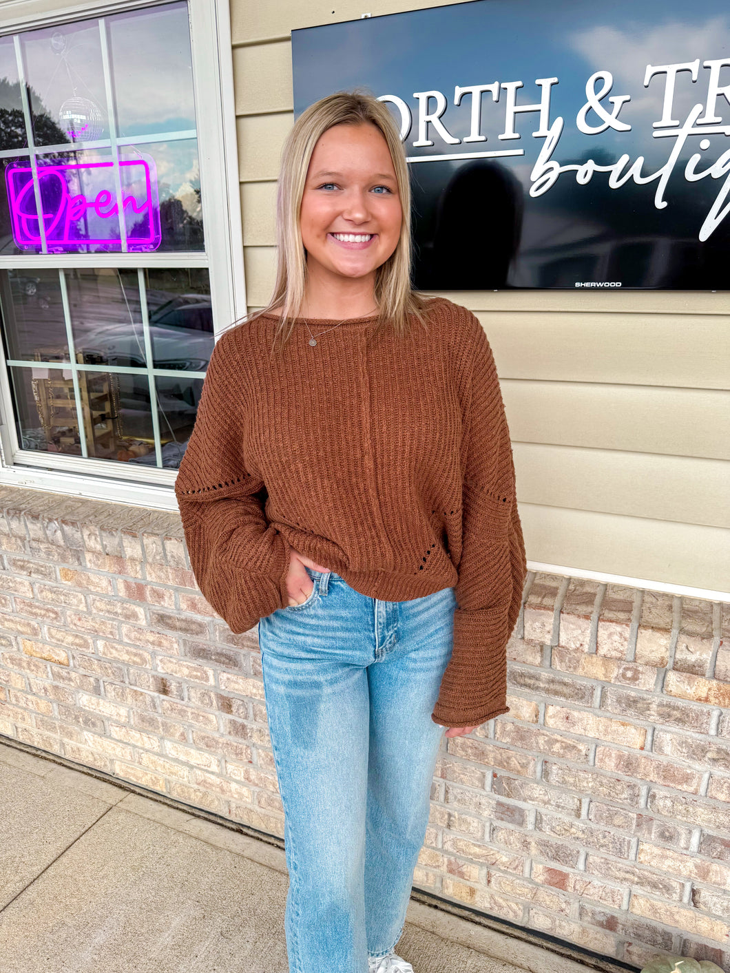 Aurora- Ribbed Drop Sleeve Sweater