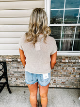 Load image into Gallery viewer, Hazel- Split Neck Raw Edge Short Sleeve Top
