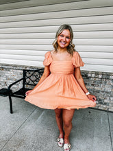 Load image into Gallery viewer, Ivy-  Pleated Bodice Short Puff Sleeve Mini Dress
