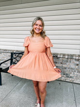 Load image into Gallery viewer, Ivy-  Pleated Bodice Short Puff Sleeve Mini Dress
