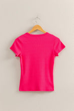 Load image into Gallery viewer, Carrie- Ribbed Crew Neck Short Sleeve Top
