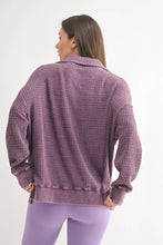 Load image into Gallery viewer, Joelle- Chunky Waffle Mineral Wash Collared Sweater

