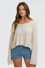 Load image into Gallery viewer, Nelly- Wavy Scalloped Trim Button Up Top
