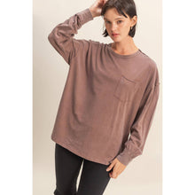 Load image into Gallery viewer, Allie- Oversized Washed Long Sleeve Pocket Tee
