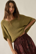 Load image into Gallery viewer, Kimber- Short-Sleeve Pointelle Ribbed Knit Sweater
