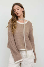 Load image into Gallery viewer, Melanie-Contrast Trim Knit Long Sleeve Sweater
