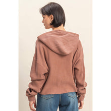 Load image into Gallery viewer, Sloane- Mineral Washed Cropped Waffle Knit Hoodie
