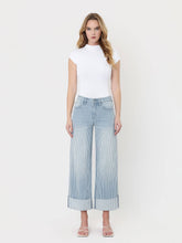 Load image into Gallery viewer, Easton- HIGH RISE CUFFED STRIPED JEANS
