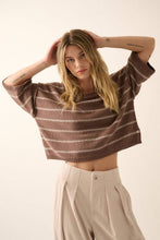 Load image into Gallery viewer, Palmer- Striped Knit Boat Neck 3/4 Sleeve Loose Sweater

