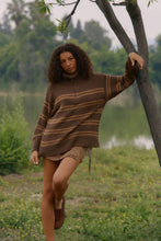 Load image into Gallery viewer, Laura- Textured Striped Knit Quarter-Zip Sweater
