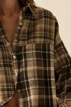 Load image into Gallery viewer, Lisa- Colorblock Plaid Flannel Button-Up Shirt
