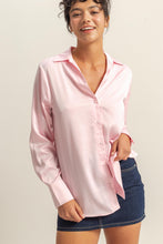 Load image into Gallery viewer, Shiloh- Button-Up Collared Satin Blouse
