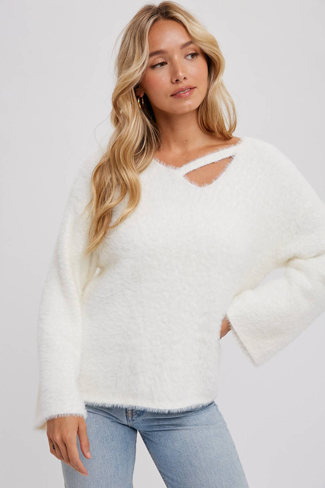 Callie- Strappy Front Fuzzy Pullover