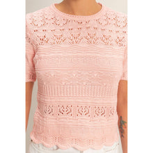 Load image into Gallery viewer, Margot- Textured Pointelle Knit Short Sleeve Top
