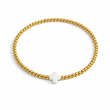 Load image into Gallery viewer, So Very Blessed Cross Gold Beaded Stretch Bracelet
