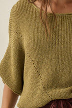 Load image into Gallery viewer, Kimber- Short-Sleeve Pointelle Ribbed Knit Sweater

