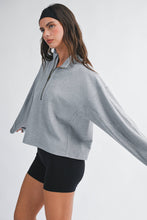 Load image into Gallery viewer, Carson- Ribbed Half Zip Cropped Pullover
