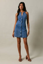 Load image into Gallery viewer, Robin- Halter Neck Button Down Denim Dress
