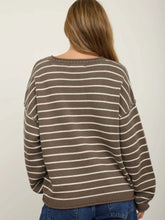 Load image into Gallery viewer, Debby- Striped Drop Shoulder Crewneck Sweater
