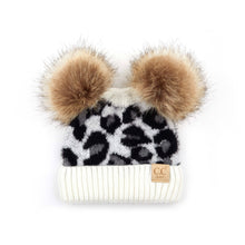 Load image into Gallery viewer, Double Pom Kid Leopard Beanie
