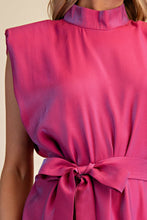 Load image into Gallery viewer, Stacie- Mock Neck Tie Waist Mini Satin Dress
