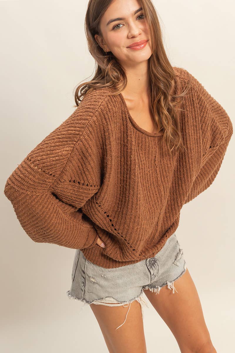 Aurora- Ribbed Drop Sleeve Sweater