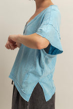 Load image into Gallery viewer, Cheyenne-Raw Edge V-Neck Oversized T-Shirt
