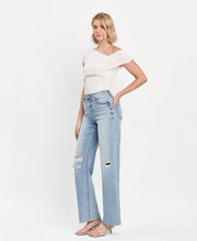 Load image into Gallery viewer, Kolter- High Rise Clean Cut Raw Hem Wide Leg Jeans
