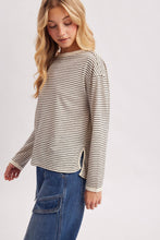 Load image into Gallery viewer, Alina- OVERSIZED BOXY STRIPED KNIT LONG SLEEVE TOP

