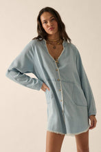 Load image into Gallery viewer, Isabella-Banded V-Neck Solid Denim Mini Dress
