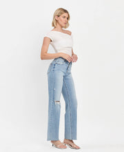 Load image into Gallery viewer, Kolter- High Rise Clean Cut Raw Hem Wide Leg Jeans
