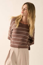 Load image into Gallery viewer, Palmer- Striped Knit Boat Neck 3/4 Sleeve Loose Sweater

