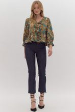 Load image into Gallery viewer, Sutton- Floral Print 3/4 Sleeve Peplum Top
