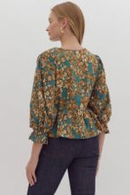 Load image into Gallery viewer, Sutton- Floral Print 3/4 Sleeve Peplum Top
