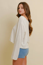 Load image into Gallery viewer, Nelly- Wavy Scalloped Trim Button Up Top
