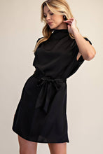 Load image into Gallery viewer, Gloria- Mock Neck Waist Tie Sleeveless Mini Dress
