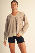 Load image into Gallery viewer, Sylvia-  Exposed Seam V-Neck Pocket Pullover
