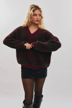 Load image into Gallery viewer, Holiday Plaid Knit V-Neck Sweater Top
