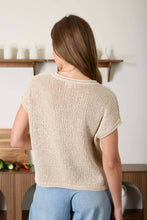 Load image into Gallery viewer, Hazel- Split Neck Raw Edge Short Sleeve Top

