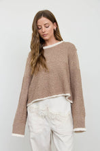 Load image into Gallery viewer, Melanie-Contrast Trim Knit Long Sleeve Sweater
