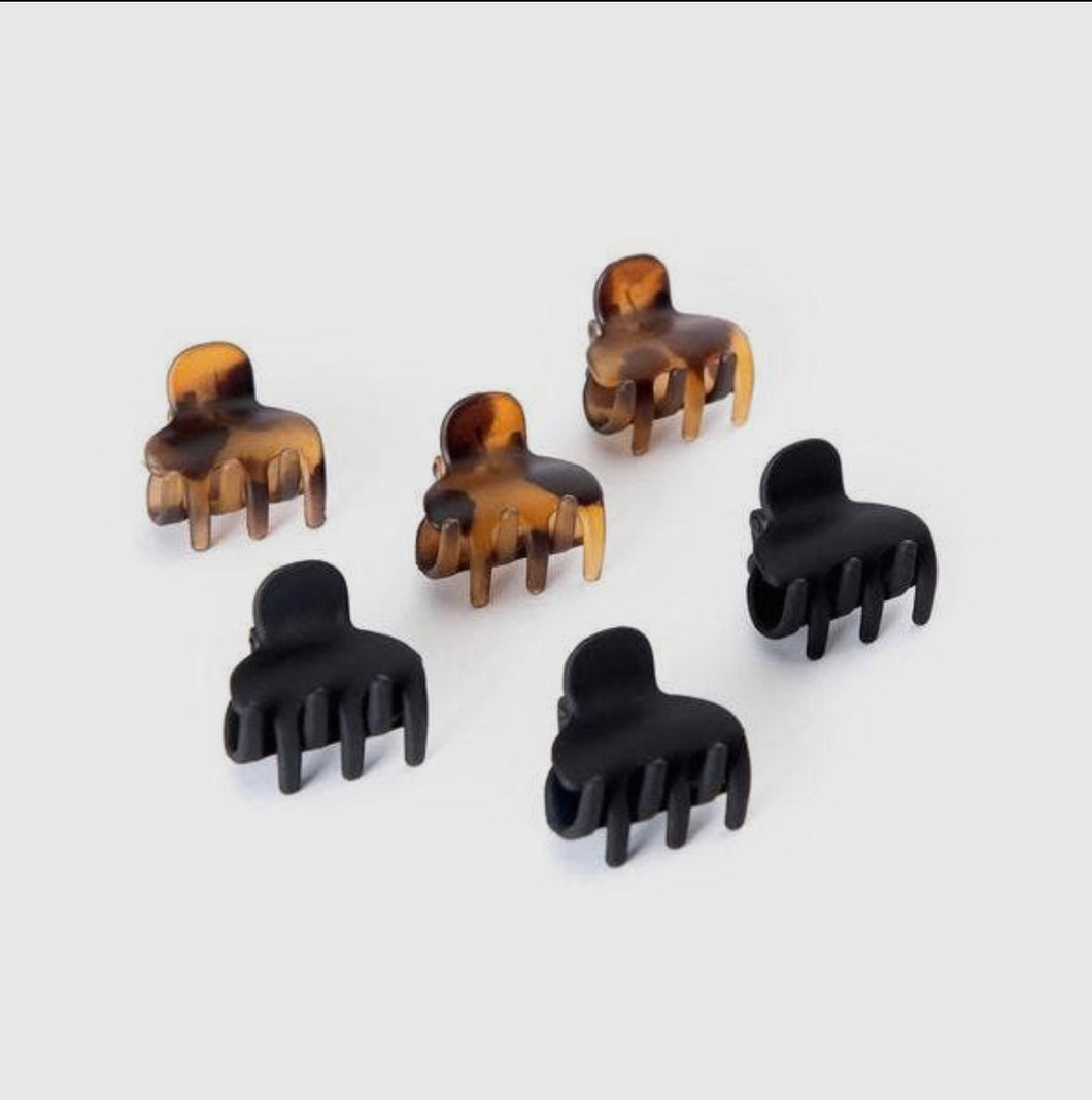 Claw Clips 6pc x-small Black& Tortoise